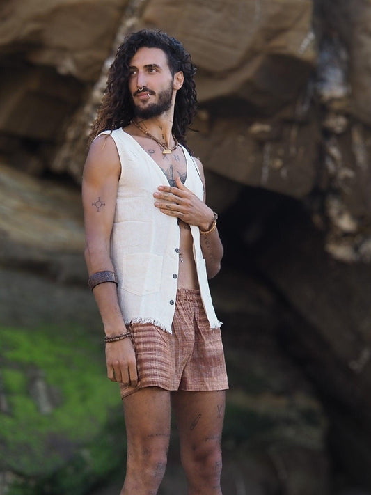 Natural Cotton Men Shirt, Cotton Shirt, Ceremonial Shirt, Eco-friendly Shirt, Boho Shirt, Men Vest, Casual Vest, Gypsy Vest, Gift for Him