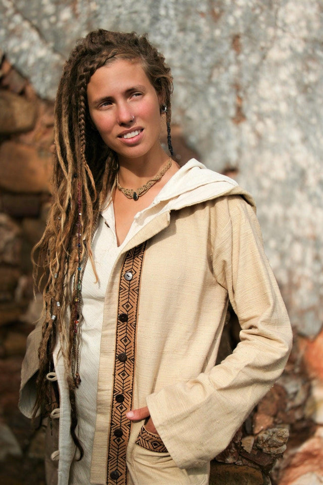 Tribal Jacket, Unisex Jacket, Khadi Cotton Jacket, Embroidered Jacket, Khadi Cardigan, Hooded Jacket, Tribal Clothing, Hippie Cardigan