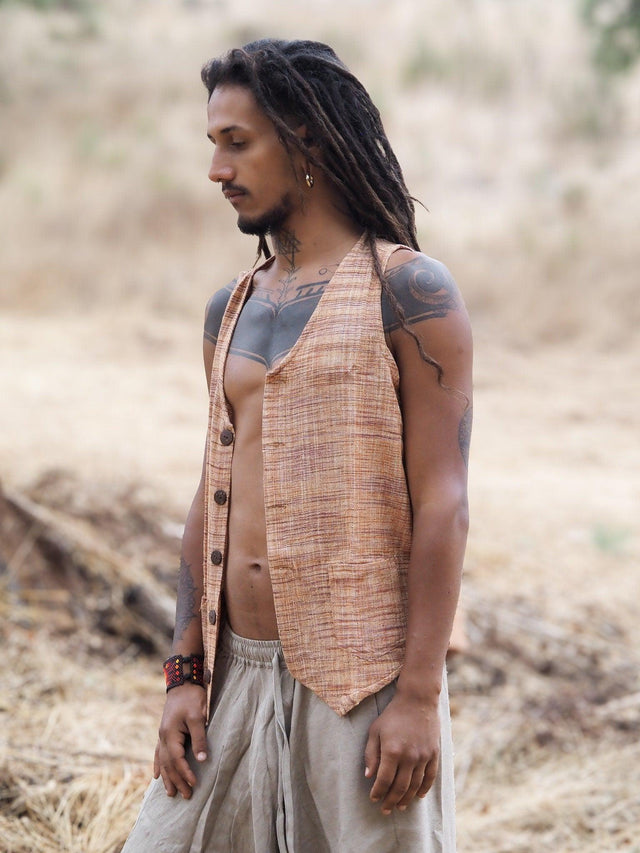 Men's Khadi Vest, Tribal Clothing, Men Waistcoat, Boho Shirt, Earthy Clothing, Khadi Clothing, Sleeveless Shirt, Tribal Vest, Gift for Him