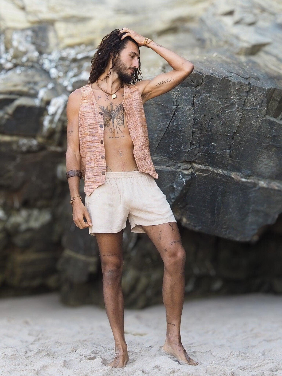 Men's Khadi Vest, Tribal Clothing, Men Waistcoat, Boho Shirt, Earthy Clothing, Khadi Clothing, Sleeveless Shirt, Tribal Vest, Gift for Him