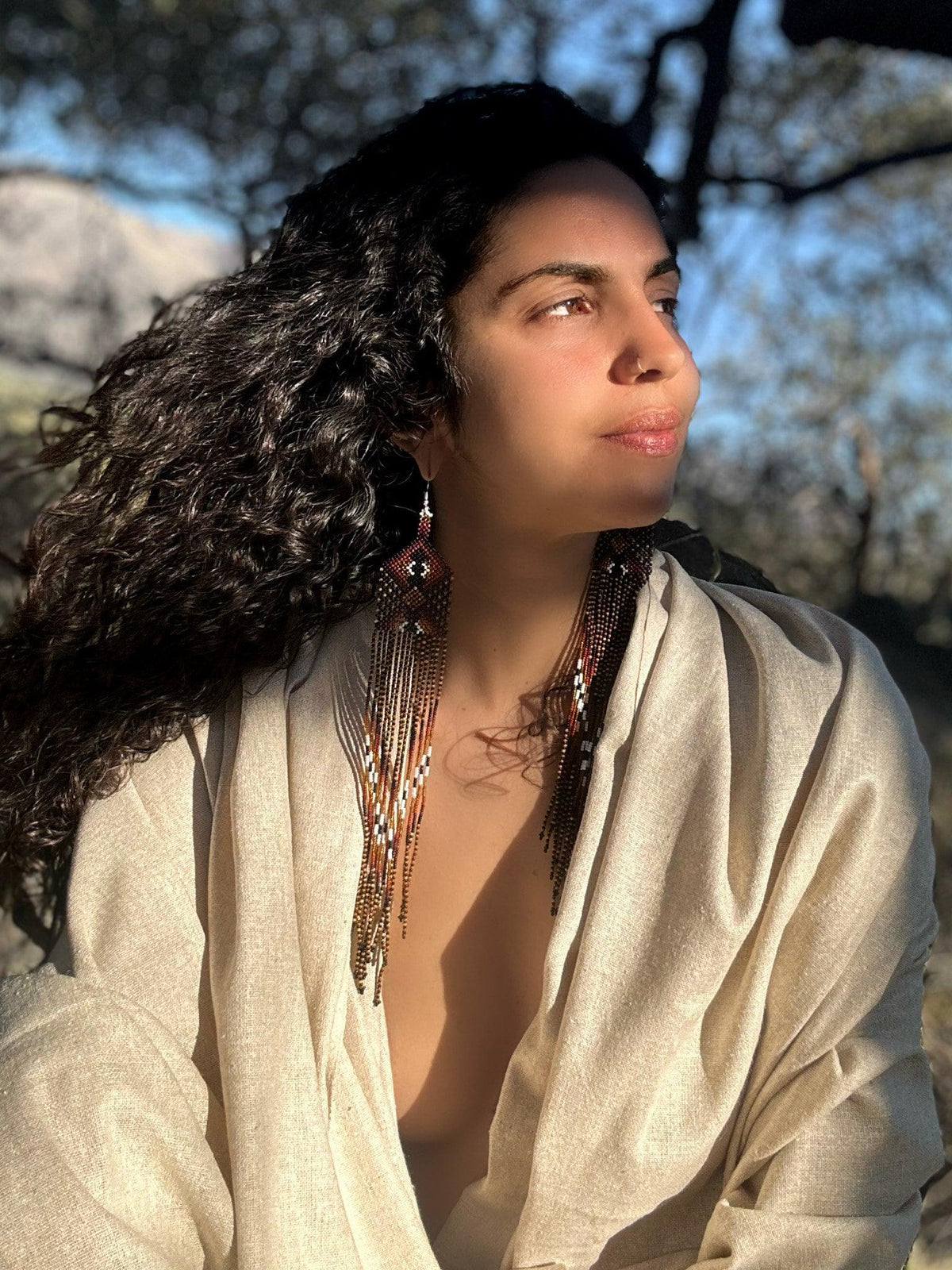 Big Natural Raw Silk Shawl, Raw Silk Shawl, Silk Shawl, Hand Loomed Shawl, Earthy Shawl, Unisex Shawl, Boho Wrap, Earthy Accessories