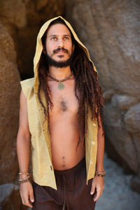 Earthy Hooded Vest, Natural Dye Vest, Hoodie Vest, Men Waistcoat, Khadi Cotton Vest, Earthy Clothing, Hooded Shirt, Organic Men's Wear