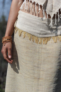 Khadi Raw Silk Ceremonial Skirt, Khadi Frayed Skirt, Raw Silk Skirt, Boho Maxi Skirt, Long Bohemian Wrap Skirt, Tribal Festival Clothing