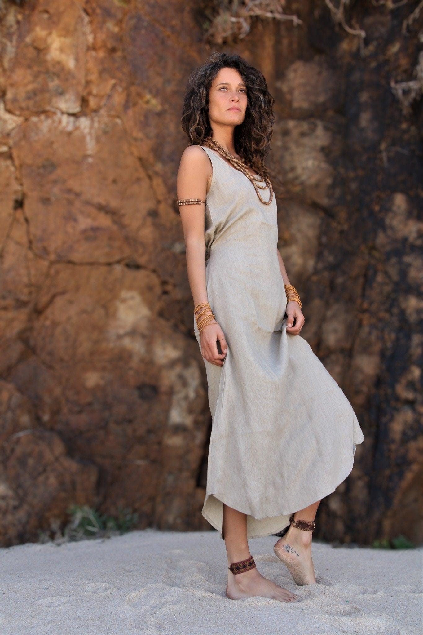 Gray Linen Cotton Dress