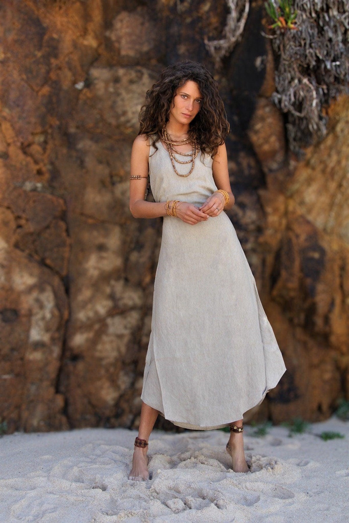 Gray Linen Cotton Dress