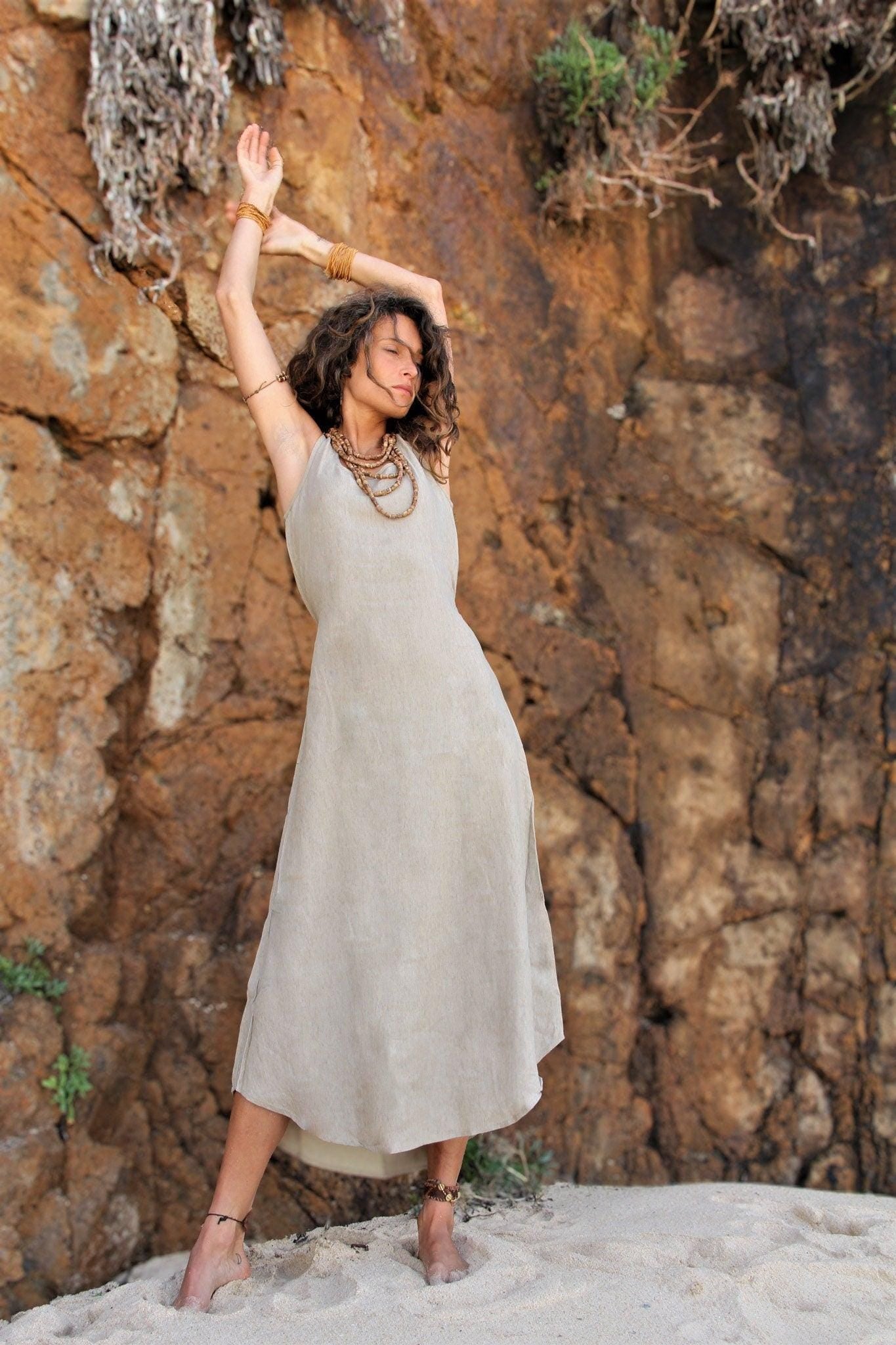Gray Linen Cotton Dress