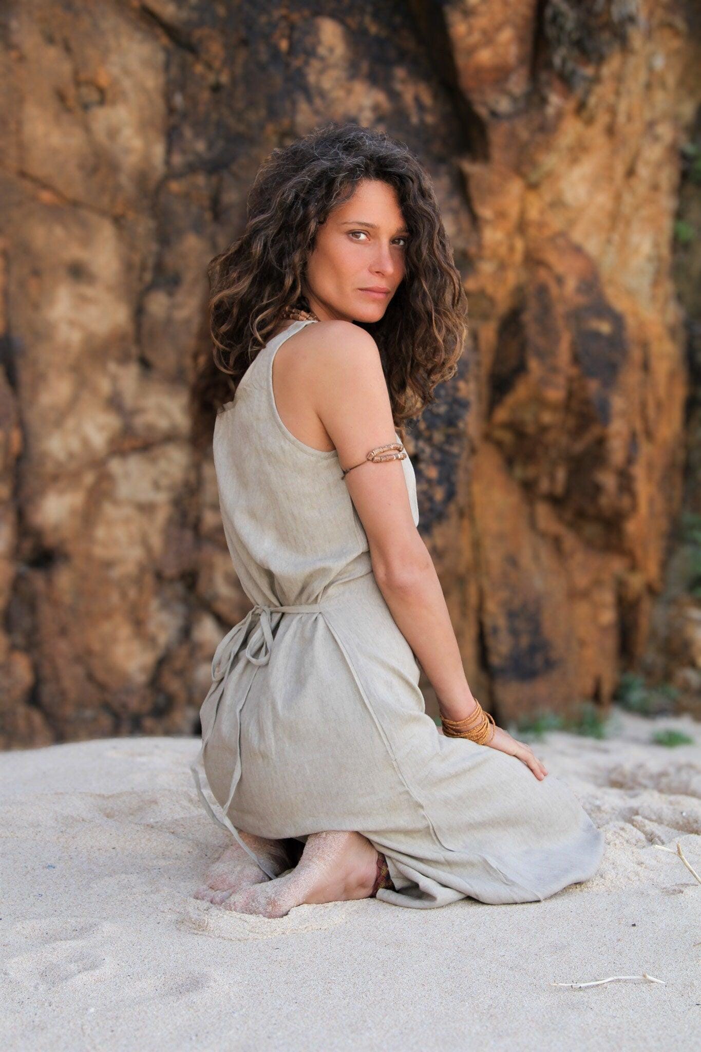 Gray Linen Cotton Dress
