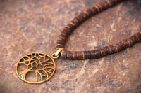 Coconut Sacred Symbols Necklace, Coconut Wood Necklace, Sacred Geometry Necklace, Coconut Wood Necklace, Hippie Necklace, Natural Jewelry