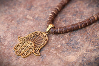Coconut Sacred Symbols Necklace, Coconut Wood Necklace, Sacred Geometry Necklace, Coconut Wood Necklace, Hippie Necklace, Natural Jewelry
