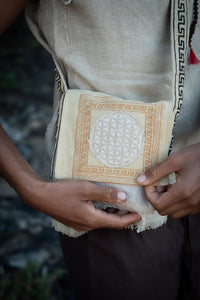Unisex Flower Of Life Bag, Tribal Bag, Embroidery Bag, Shoulder Bag, Khadi, Cotton, Unisex Bag