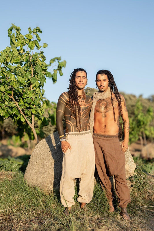 Tribal Harem Pants, Plant Dyed Pants, Tribal Clothing, Drop Crotch Pants, Loose Cotton Harem Trousers, Casual Loose Pants, Comfy Clothing