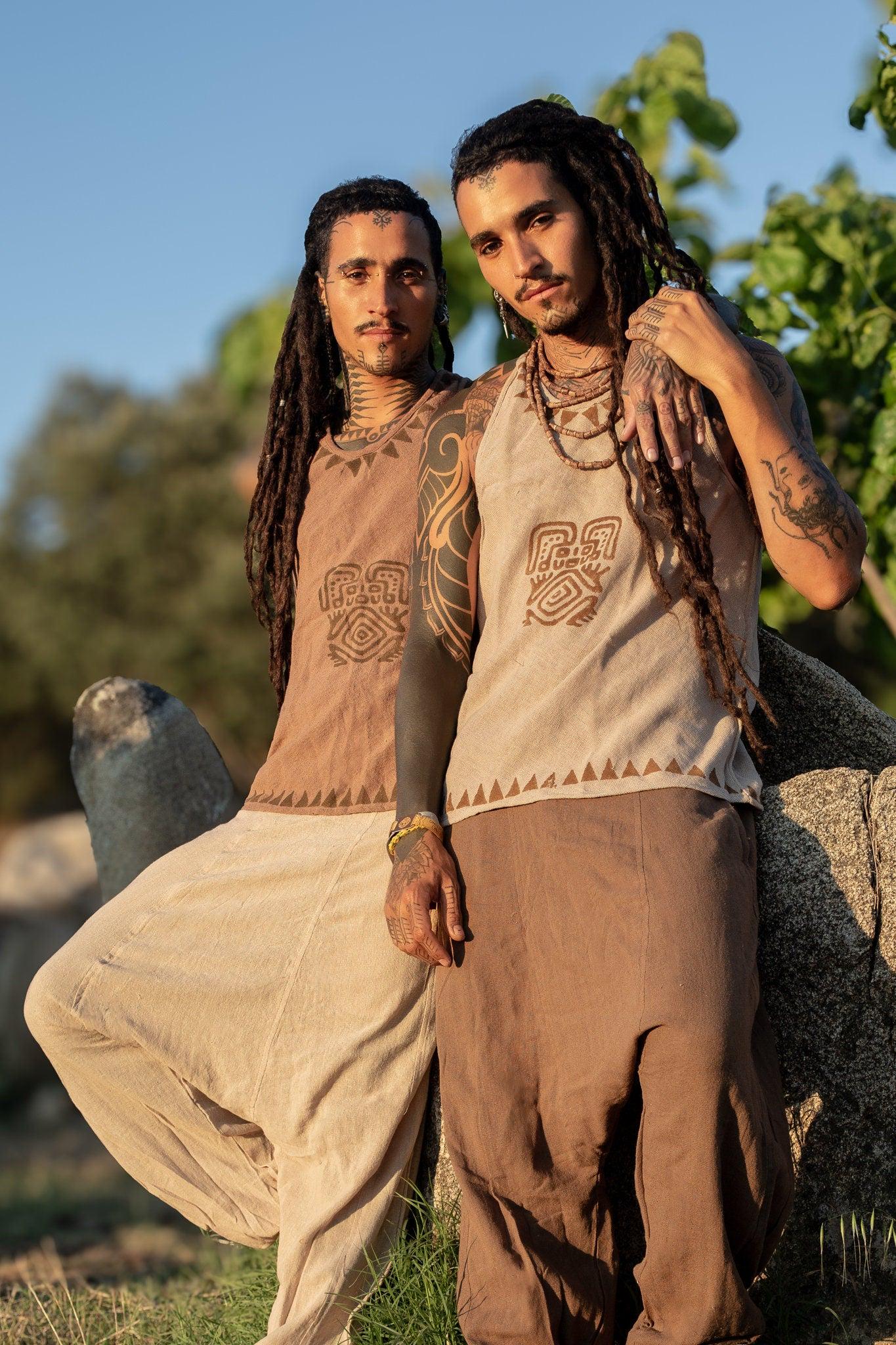 Tribal Harem Pants, Plant Dyed Pants, Tribal Clothing, Drop Crotch Pants, Loose Cotton Harem Trousers, Casual Loose Pants, Comfy Clothing