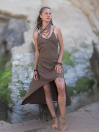 Goddess Linen Cotton Dress, Boho Maxi Dress, Drape Dress, Loose Sleeveless Dress, Festival Dress, Asymmetrical Dress, Bohemian Clothing