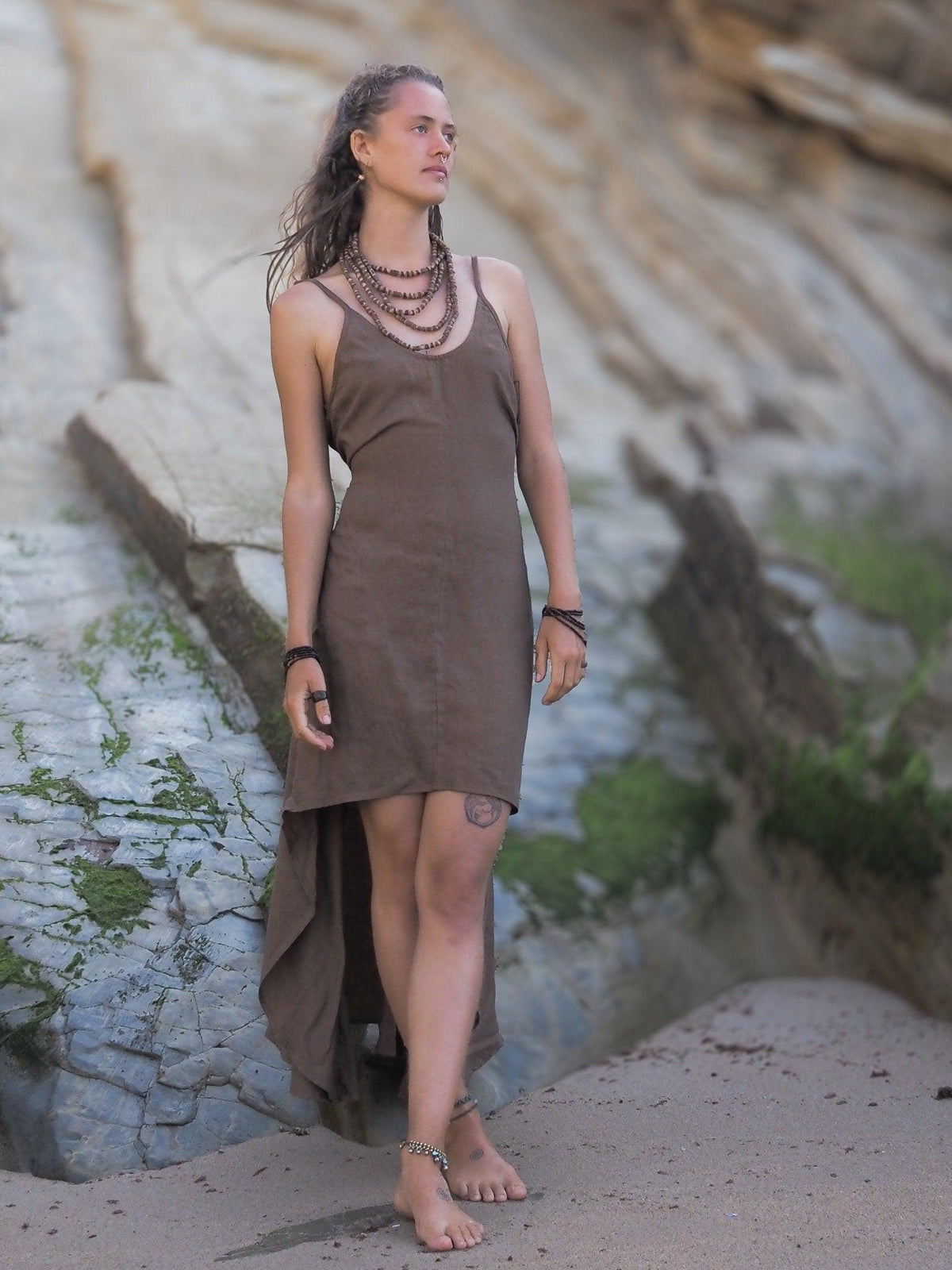 Goddess Linen Cotton Dress, Boho Maxi Dress, Drape Dress, Loose Sleeveless Dress, Festival Dress, Asymmetrical Dress, Bohemian Clothing