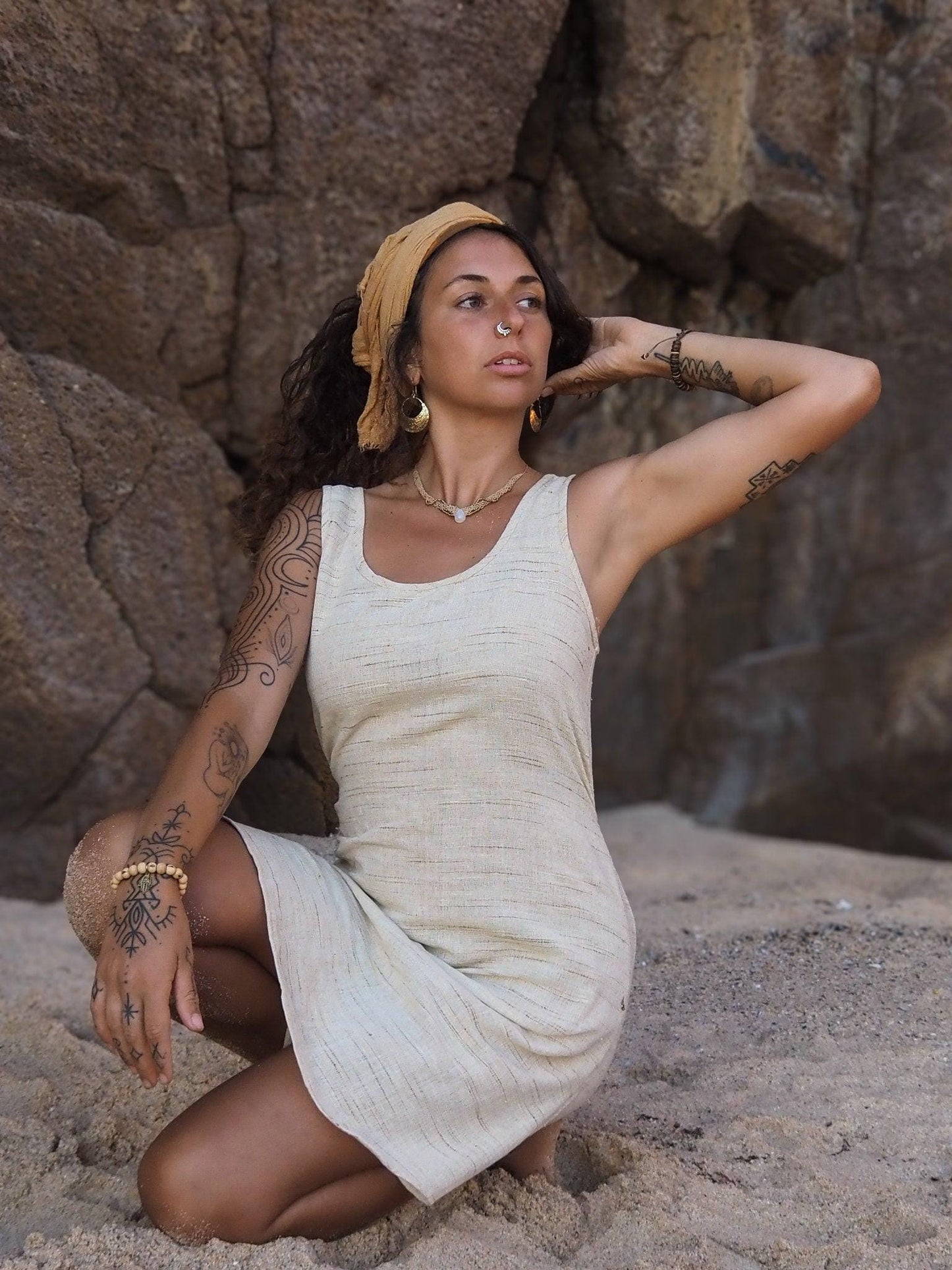 Khadi Short Dress, Gypsy Short Dress, Tribal Short Dress, Boho Short Dress, Hippie Short Dress, Earthy Short Dress, Natural Clothing