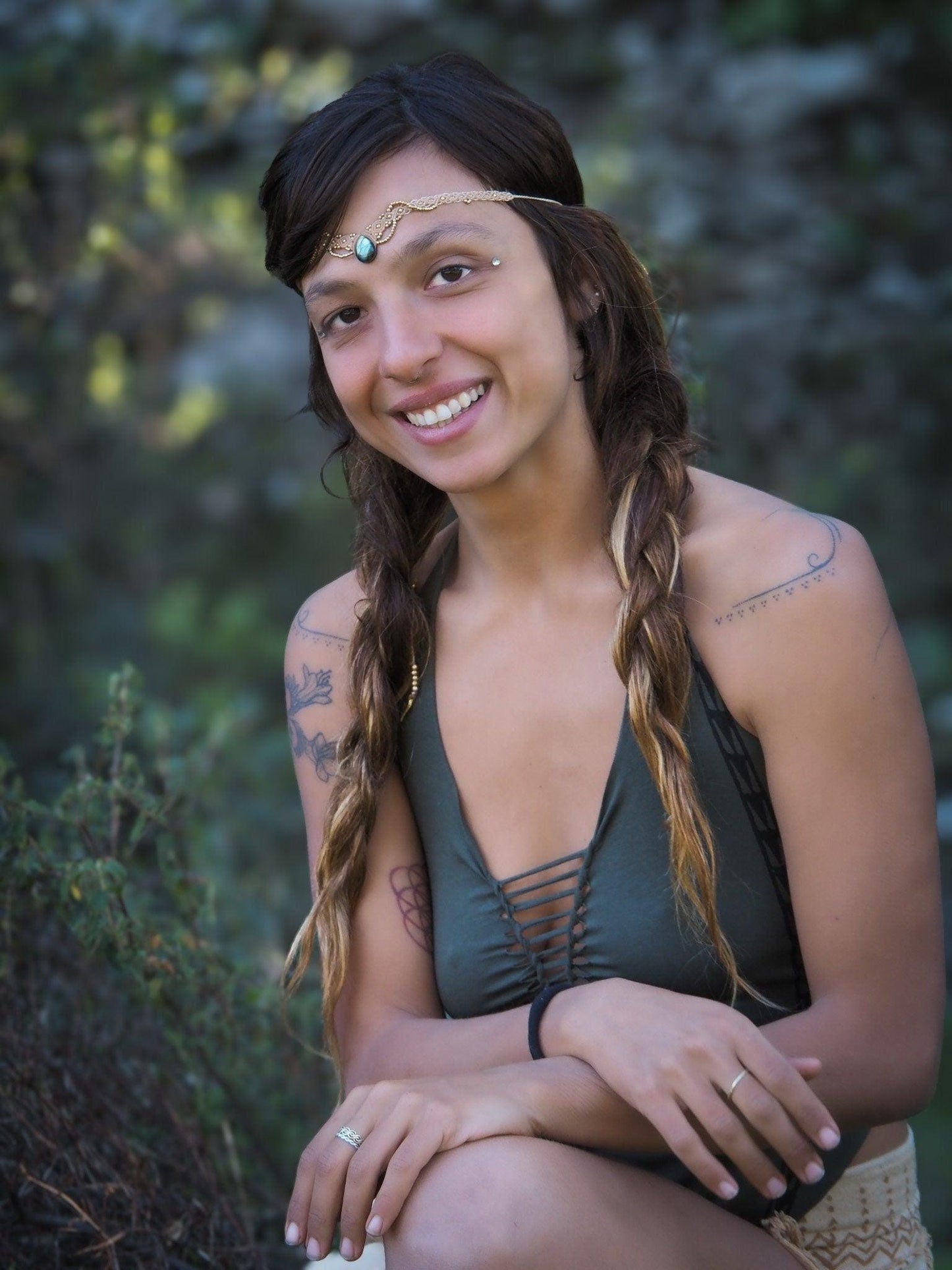 Goddess Tiara Choker Necklace, Handmade Macrame Choker, Labradorite Choker, Labradorite Tiara, Macrame Necklace, Boho, Fairy, Gift for Her