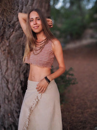 Khadi Short Top, Women Khadi Top, Fringe Top, Summer Crop Top, Khadi Clothing, String Top, Beach Top, Hippie Top, Natural Clothing