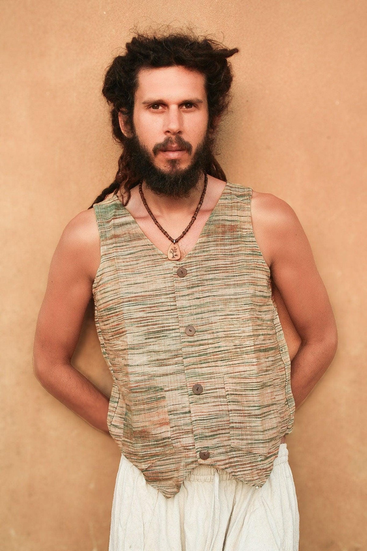 Men's Khadi Vest, Tribal Clothing, Men Waistcoat, Boho Shirt, Earthy Clothing, Khadi Clothing, Hippie Sleeveless Shirt, Tribal Vest
