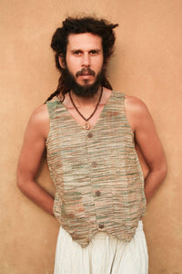 Men's Khadi Vest, Tribal Clothing, Men Waistcoat, Boho Shirt, Earthy Clothing, Khadi Clothing, Hippie Sleeveless Shirt, Tribal Vest