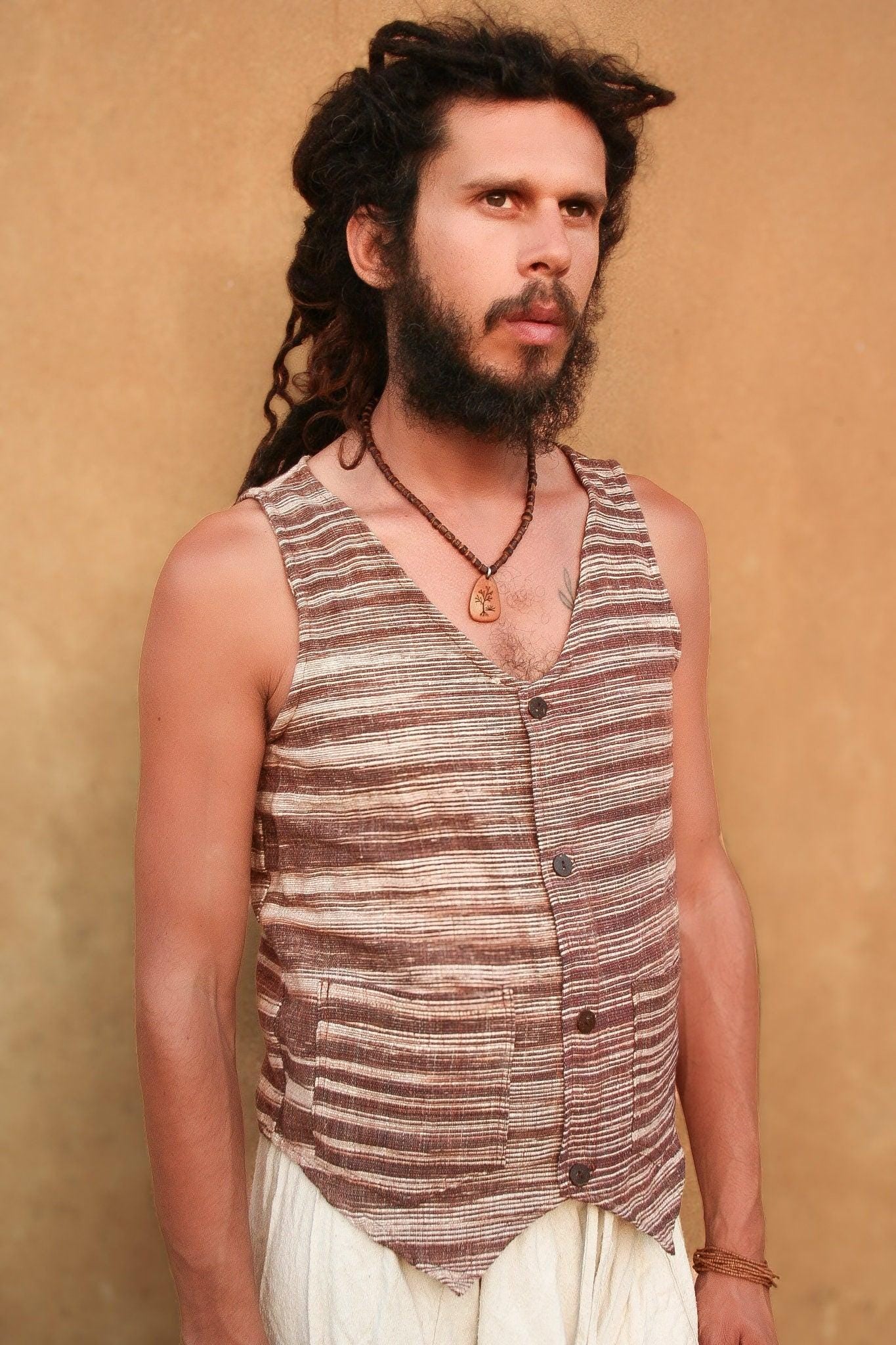 Men's Khadi Vest, Tribal Clothing, Men Waistcoat, Boho Shirt, Earthy Clothing, Khadi Clothing, Hippie Sleeveless Shirt, Tribal Vest