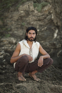 Men's Tribal Hooded Vest, Hoodie Vest, Men Waistcoat, Khadi Cotton Vest, Earthy Clothing, Hooded Shirt, Organic Men's Wear, Hand Made Vest