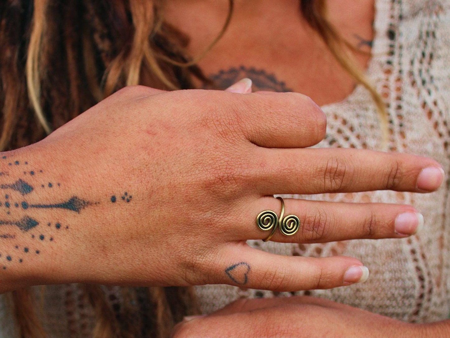 Brass Double Spiral Ring