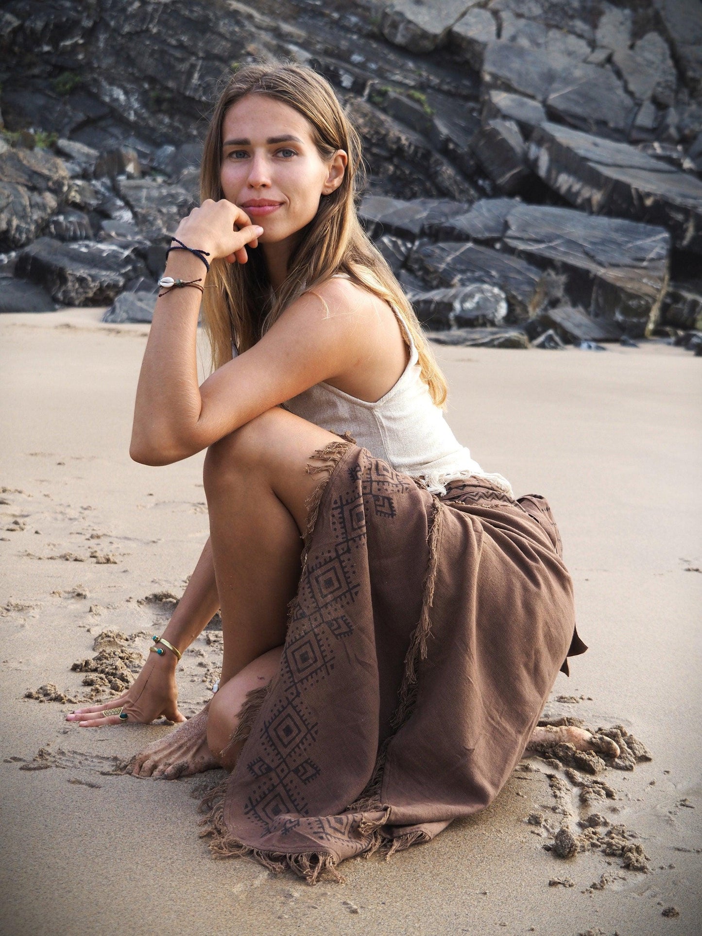 Tribal Block Print Wrap Skirt, Fairy Skirt, Pixie Skirt, Frayed Boho Skirt, Gypsy Skirt, Hippie Skirt, Festival Skirt, Layered Skirt, Earthy