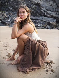 Tribal Block Print Wrap Skirt, Fairy Skirt, Pixie Skirt, Frayed Boho Skirt, Gypsy Skirt, Hippie Skirt, Festival Skirt, Layered Skirt, Earthy