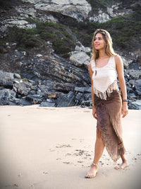 Tribal Block Print Wrap Skirt, Fairy Skirt, Pixie Skirt, Frayed Boho Skirt, Gypsy Skirt, Hippie Skirt, Festival Skirt, Layered Skirt, Earthy
