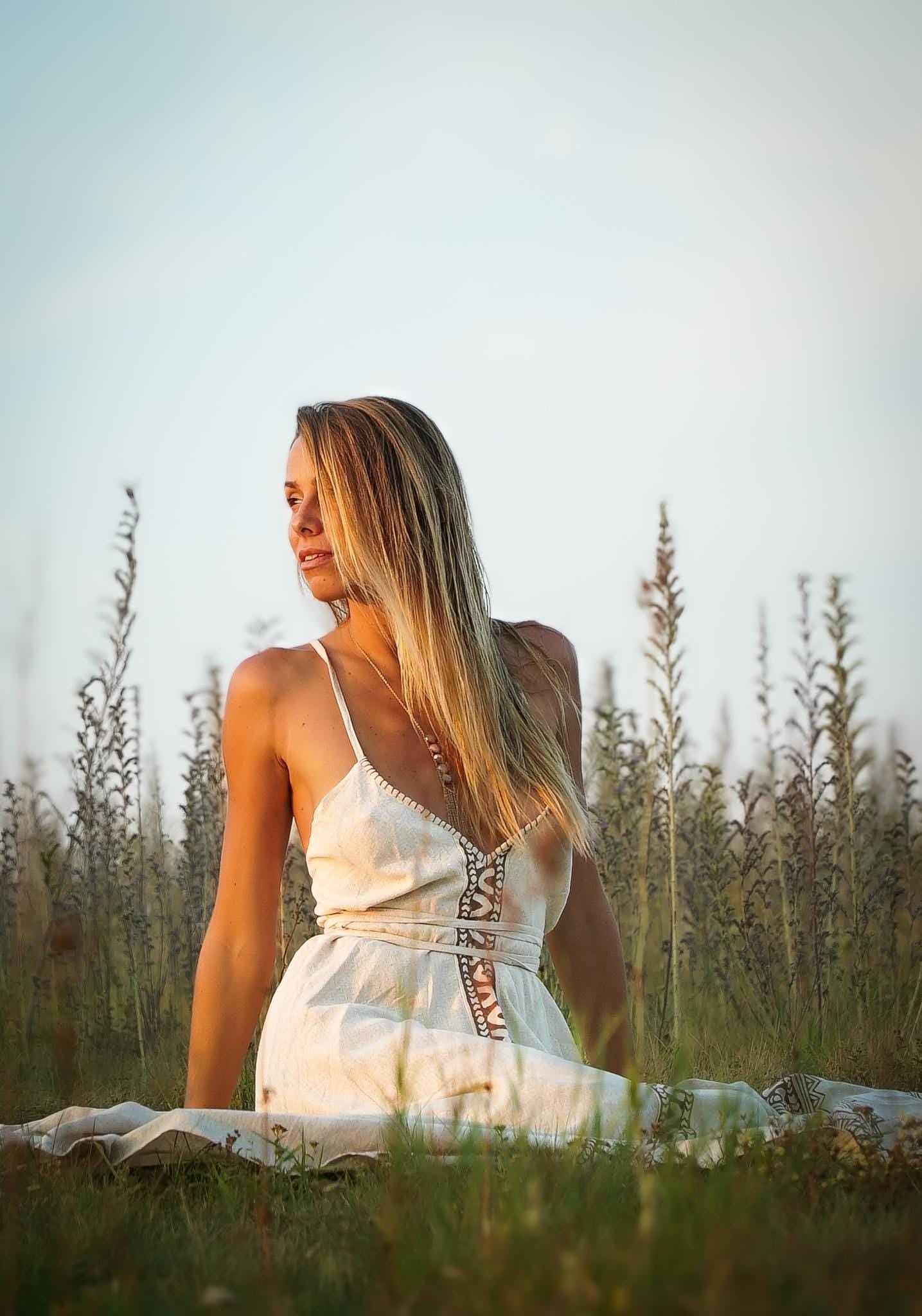 Raw Silk Goddess Dress, Raw Silk Maxi Dress, Tribal Maxi Dress, Block Print Dress, Boho Dress, Bohemian Clothing, Wedding Dress, Ceremonial
