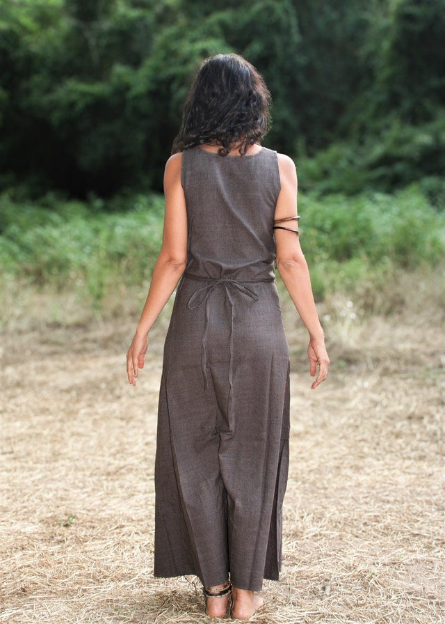 Raw Silk Wrap Dress, Tribal Clothing, Boho Wrap Dress, Beach Dress, Loose Maxi Dress, Natural Clothing, Ceremonial Dress, Sleeveless Dress