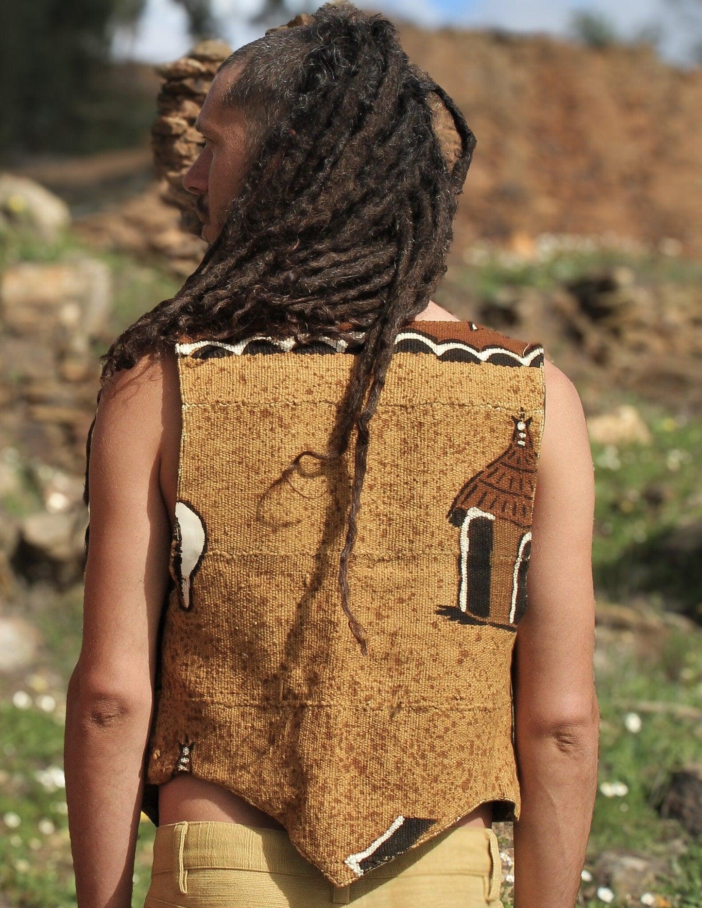 African Mud Cloth Men Vest
