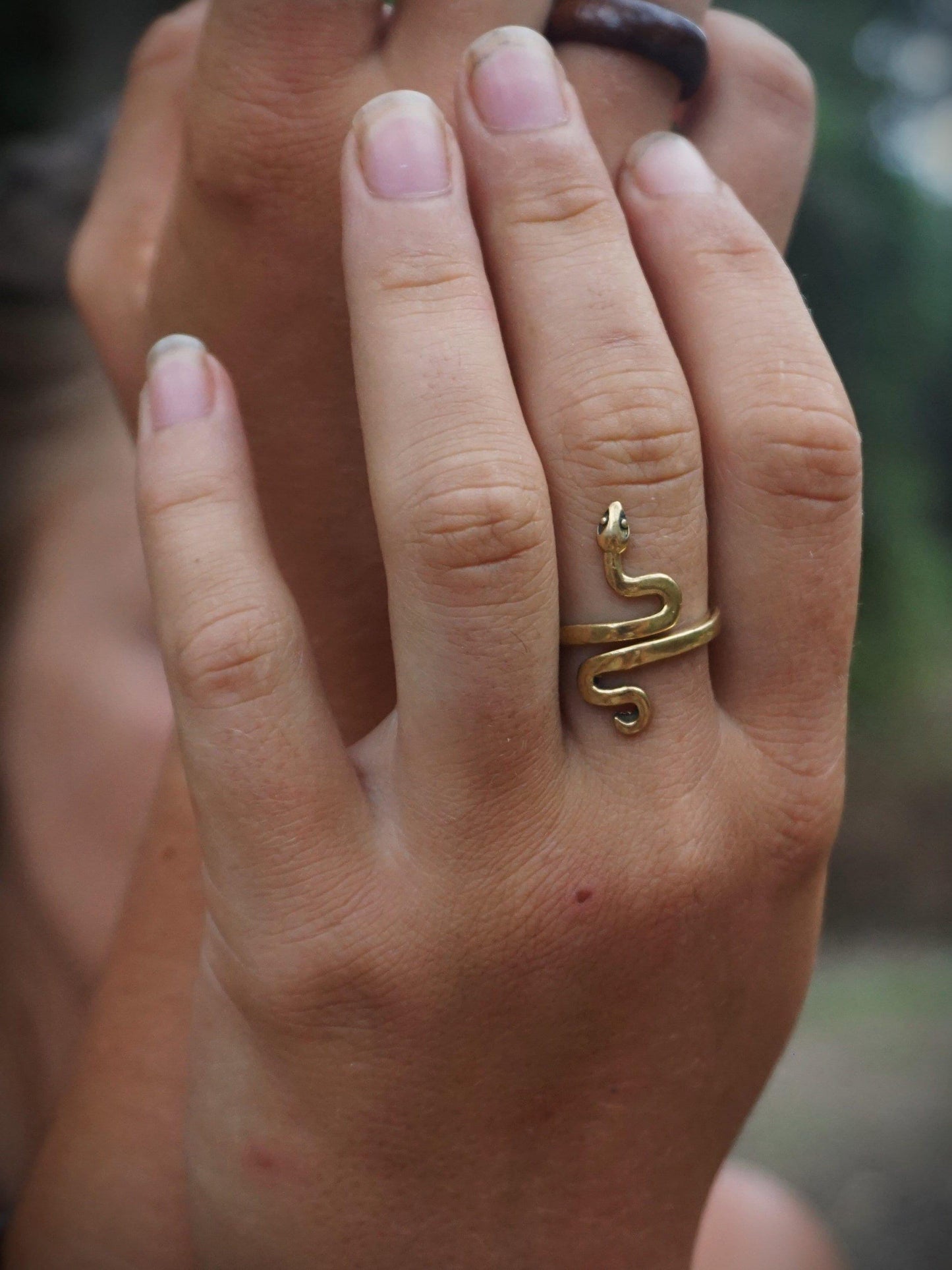 Golden Snake Ring, Adjustable Size Brass Ring, Brass Jewelry, Handmade Ring, Wire Ring, Unisex Ring, Ring for Her, Boho Ring, Snake Jewelry