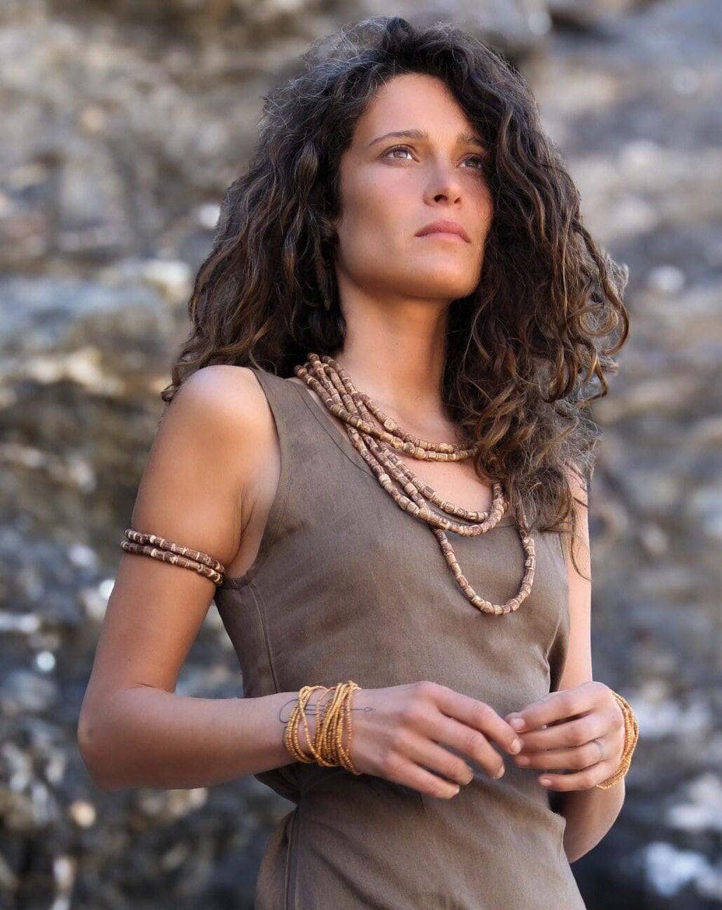 Tulsi Necklace, Wood Necklace, Earthy Jewelry, Wood Jewelry, Tulsi Jewelry, 5-Strand Necklace, Beads Necklace, Hippie Jewelry, Boho
