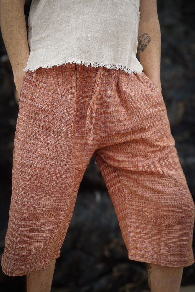 Khadi Cotton Shorts, Short Men Pants, One Size Shorts, Khadi Men Pants, Natural Men Pants, Earthy Clothing, Khadi Clothing, Orange Shorts