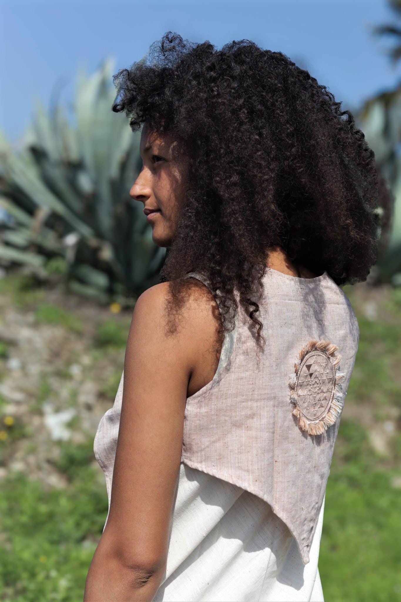 Womens Small Khadi Vest, Khadi Vest, Sacred Geometry Vest, Womens Boho Vest, Organic Festival Wear, Fairy Wear, Pixie Vest, Hippie Vest, Eco