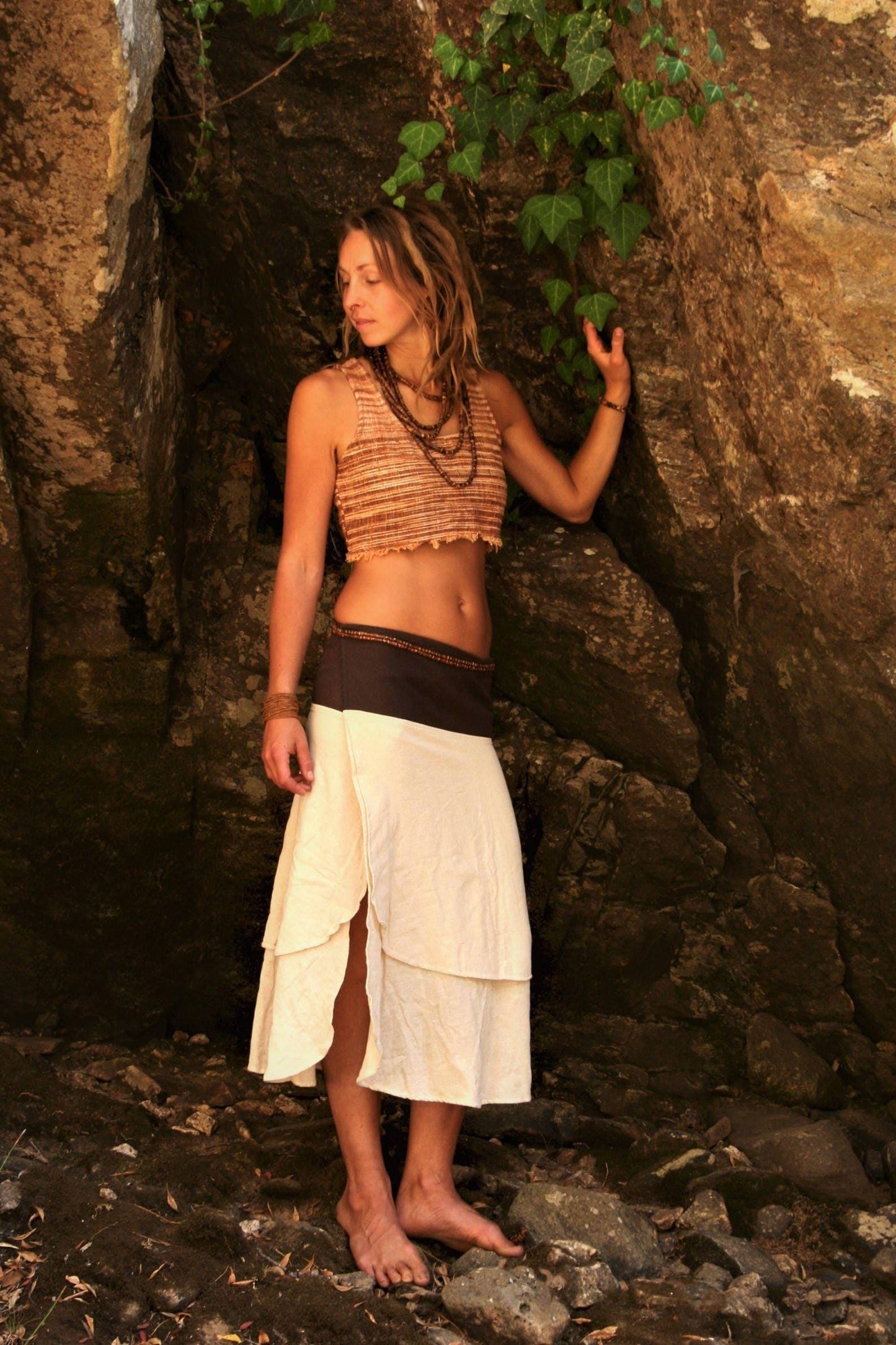 Women Wrap Cotton Skirt, Boho Clothing, Loose Skirt, Earthy Clothing, Natural Skirt, Psytrance Clothing, Hippie Skirt, White