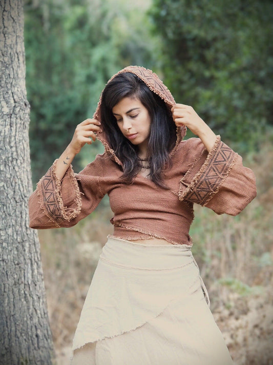 Tribal Hoodie Wrap Top