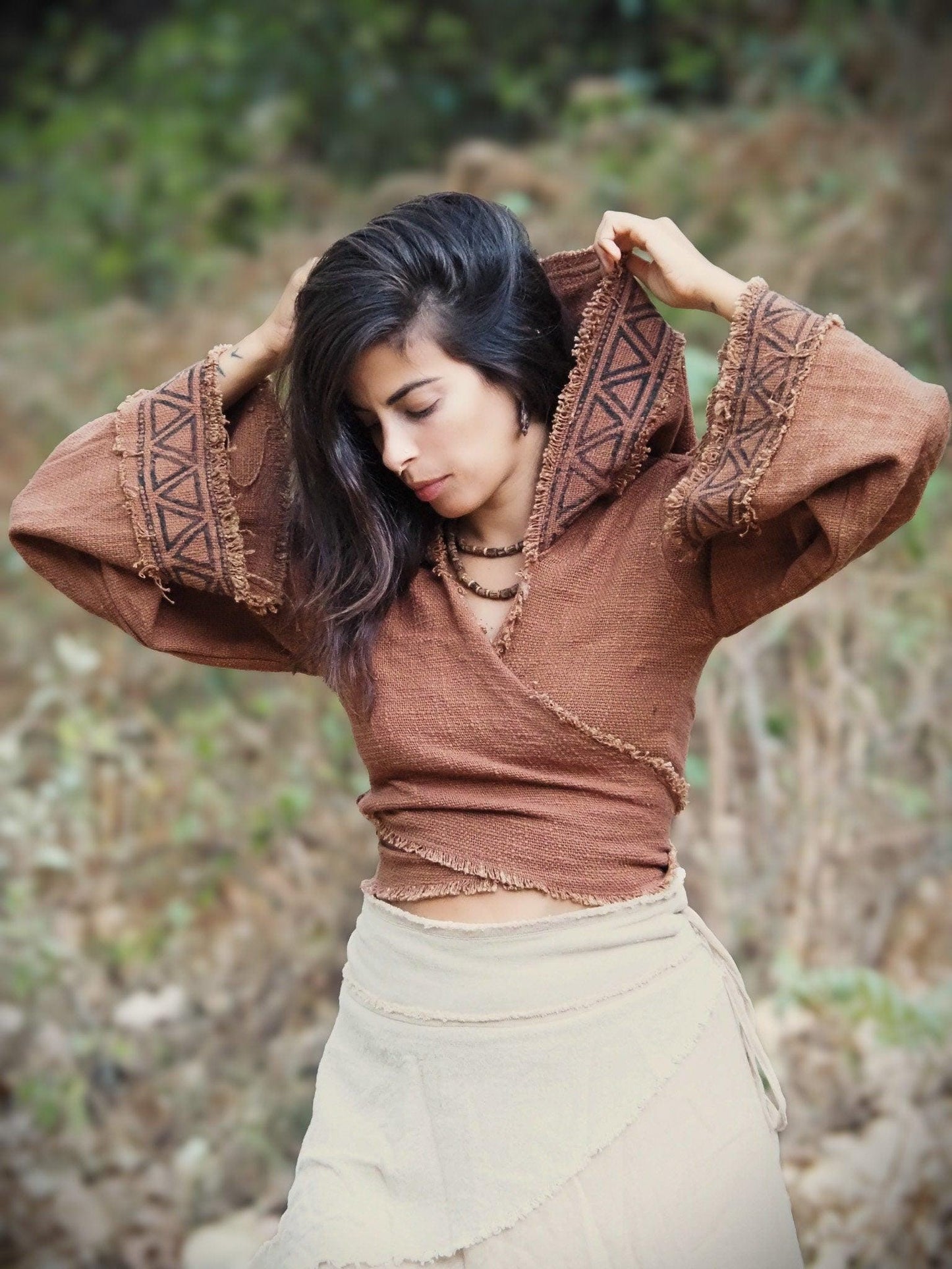 Tribal Hoodie Wrap Top