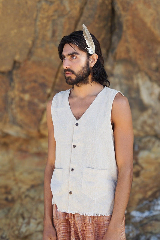 Natural Cotton Men Shirt, Cotton Shirt, Ceremonial Shirt, Eco-friendly Shirt, Boho Shirt, Men Vest, Casual Vest, Gypsy Vest, Gift for Him