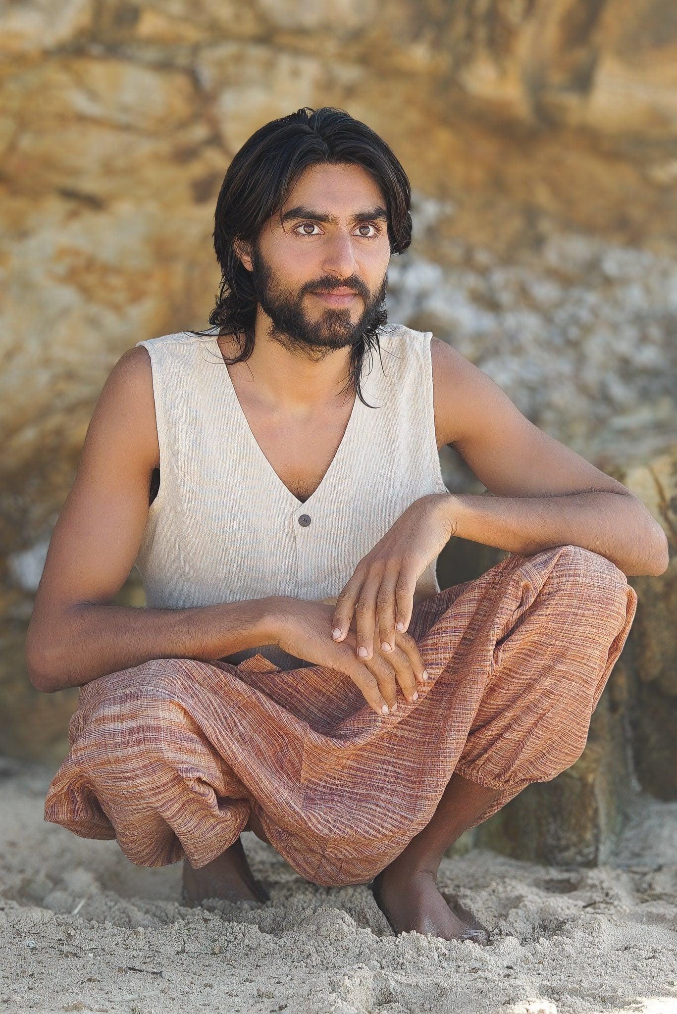 Natural Cotton Men Shirt, Cotton Shirt, Ceremonial Shirt, Eco-friendly Shirt, Boho Shirt, Men Vest, Casual Vest, Gypsy Vest, Gift for Him