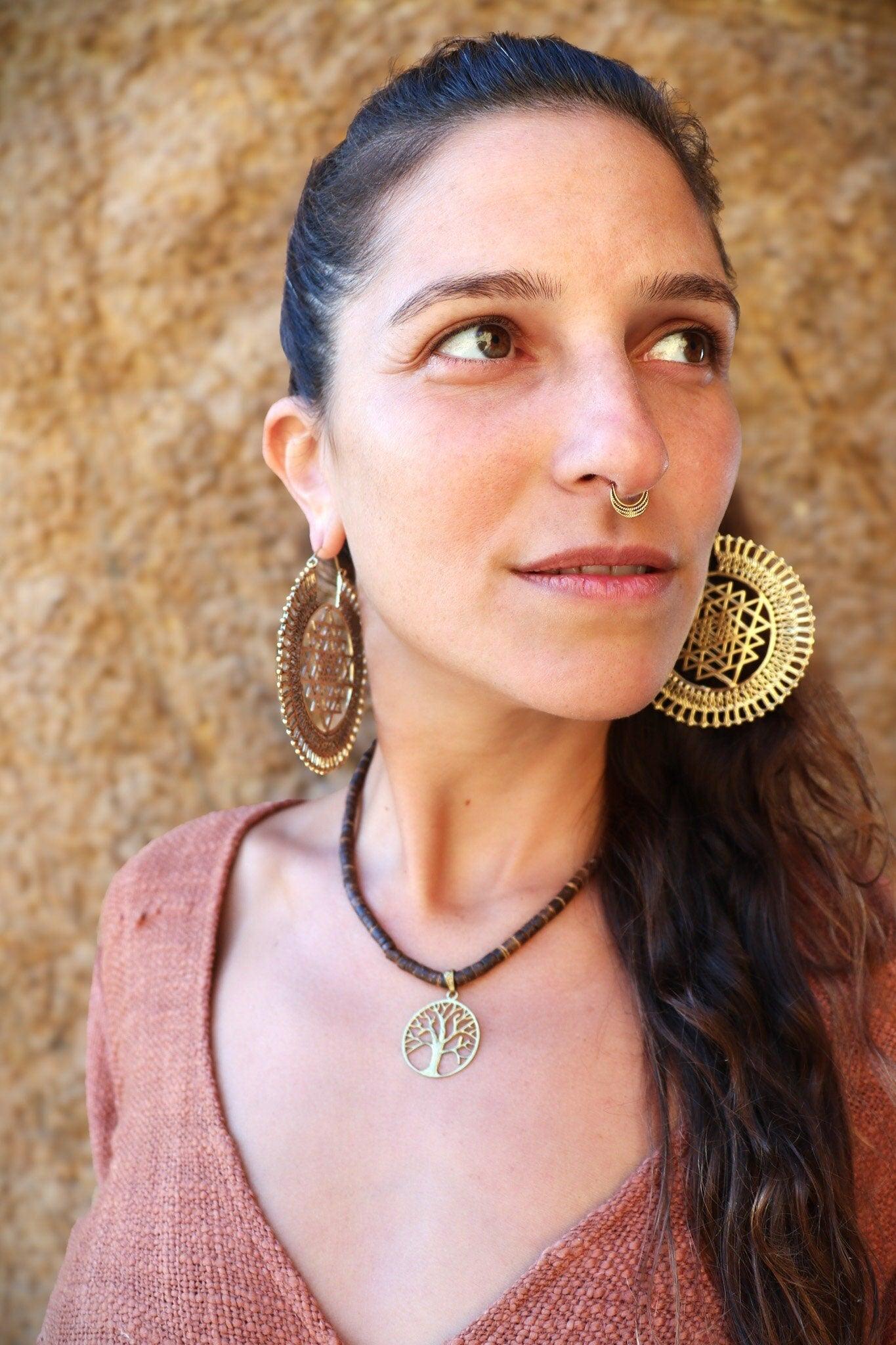 Big Shri Yantra Earrings