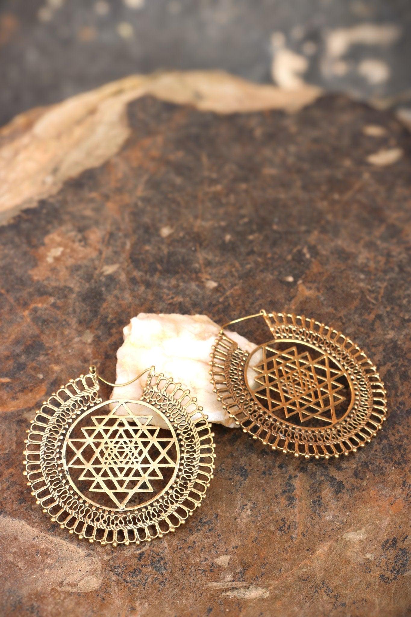 Big Shri Yantra Earrings
