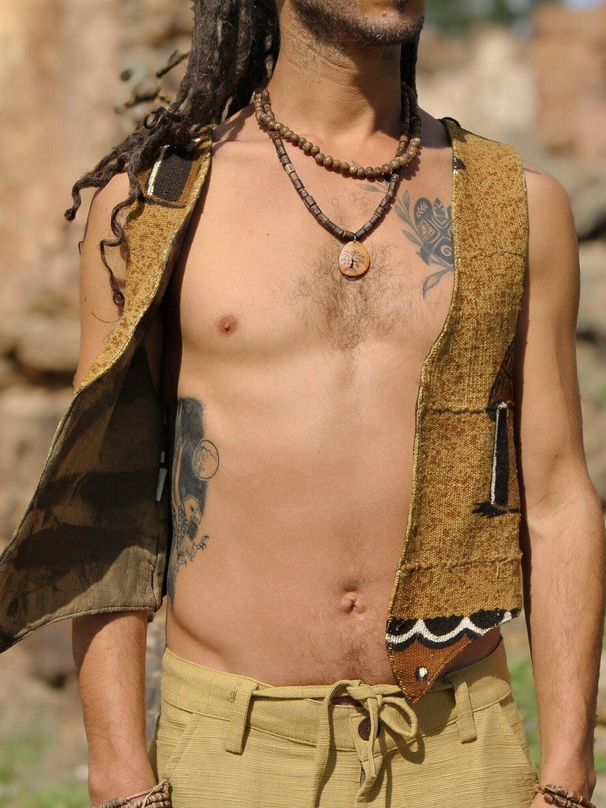 African Mud Cloth Men Vest