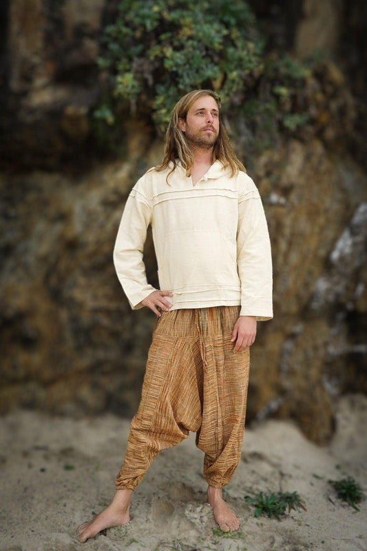 Natural Cotton Hoodie, Men Natural Clothing, Boho Clothing, Men Jumper, Hippie Hoodie, Psytrance Clothing, Indian Hoodie, Earthy Sweatshirt
