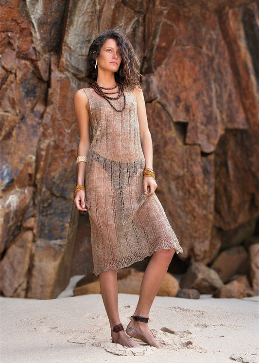 Long Nettle Dress, Crochet Dress, Nettle Dress, Tribal Dress, Earthy Dress, Boho Dress, Natural Dress, Eco, Organic, Handmade, Gift for Her