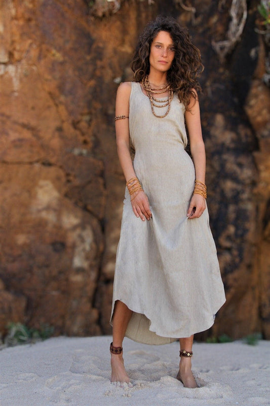 Gray Linen Cotton Dress